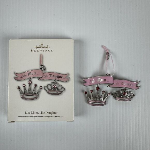 Hallmark Ornament Like Mom Like Daughter Pink Crowns Tiara - Picture 2 of 10